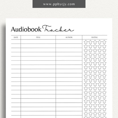 Audiobook Tracker Printable Template – Digital Download for Recording and Tracking Audiobooks Listened To