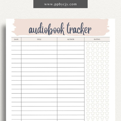 Audiobook Tracker Printable Template – Digital Download for Recording and Tracking Audiobooks Listened To