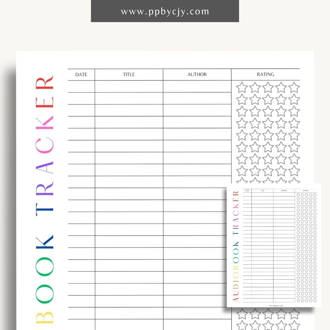 Audiobook Tracker Printable Template – Digital Download for Recording and Tracking Audiobooks Listened To