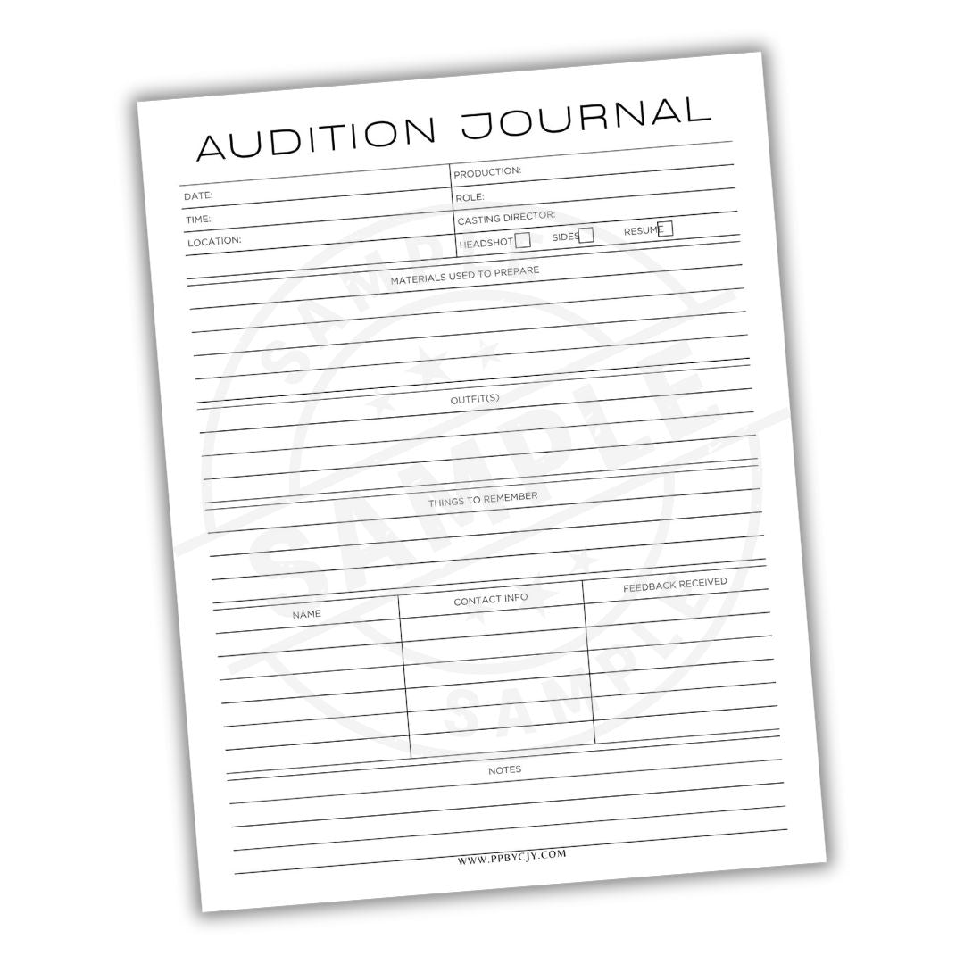 Audition Journal form on a white background