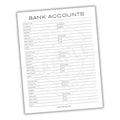 Bank Account List Printable PDF Template