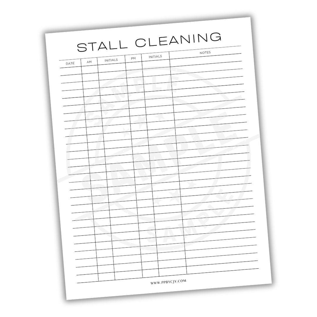 Stall cleaning checklist on a white background