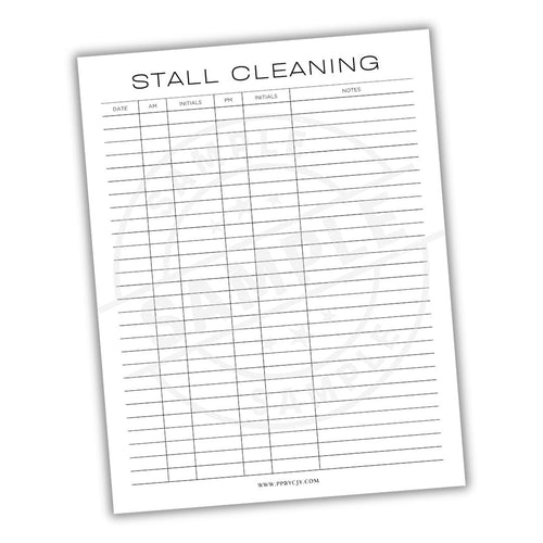 Stall cleaning checklist on a white background