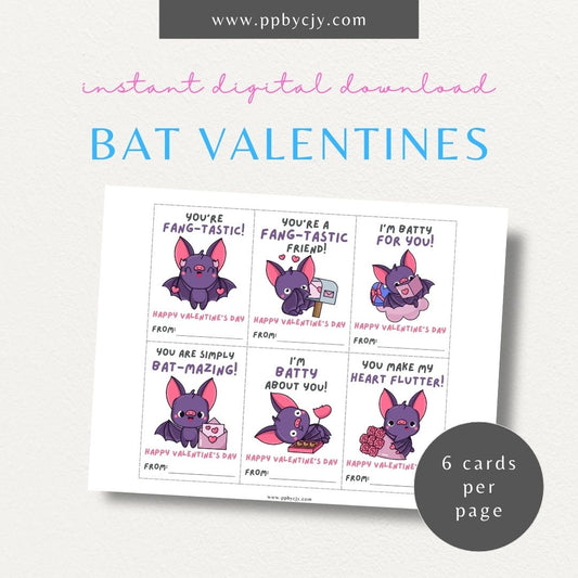 Cute bat-themed Valentine's Day cards with playful bat quotes, perfect for a unique Valentine’s gift or card.