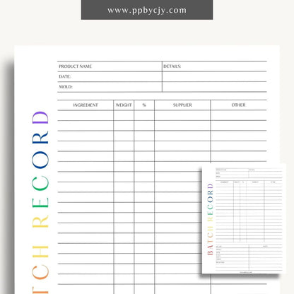 Soap Making Printable Template – Digital download for planning and documenting soap recipes, ingredients, and processes