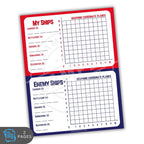 Sheet with graphing coordinate planes and ship types for a game, on a white background.