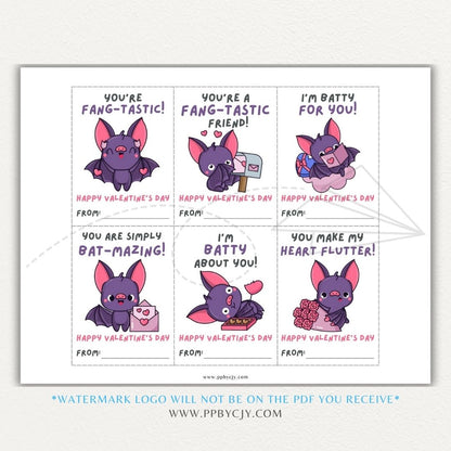 Cute bat-themed Valentine's Day cards with playful bat quotes, perfect for a unique Valentine’s gift or card.