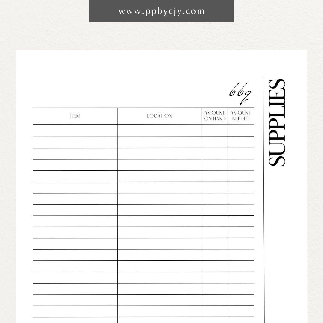 BBQ Supply Inventory Printable Template – Digital Download for Tracking and Managing Barbecue Supplies