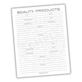 Beauty Products Tracker Printable PDF Template