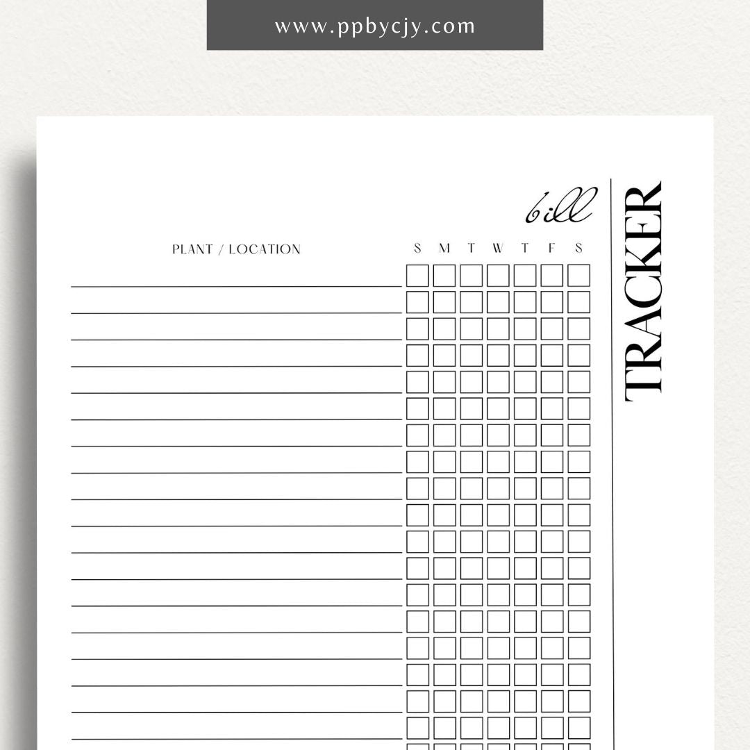 Bill Tracker Printable Template – Digital Download for Organizing and Managing Monthly Bills