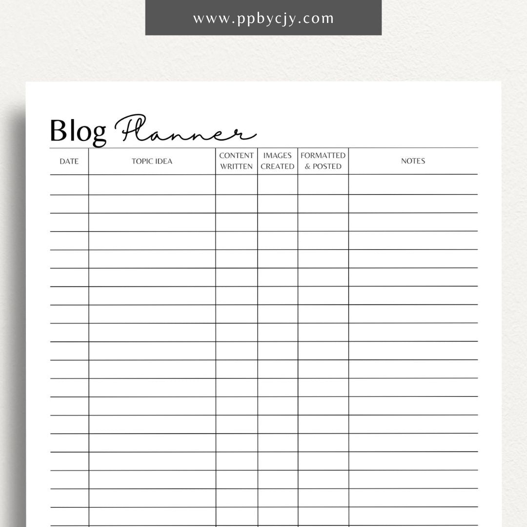 Blog Planner Printable Template – Digital Download for Organizing and Planning Blog Content