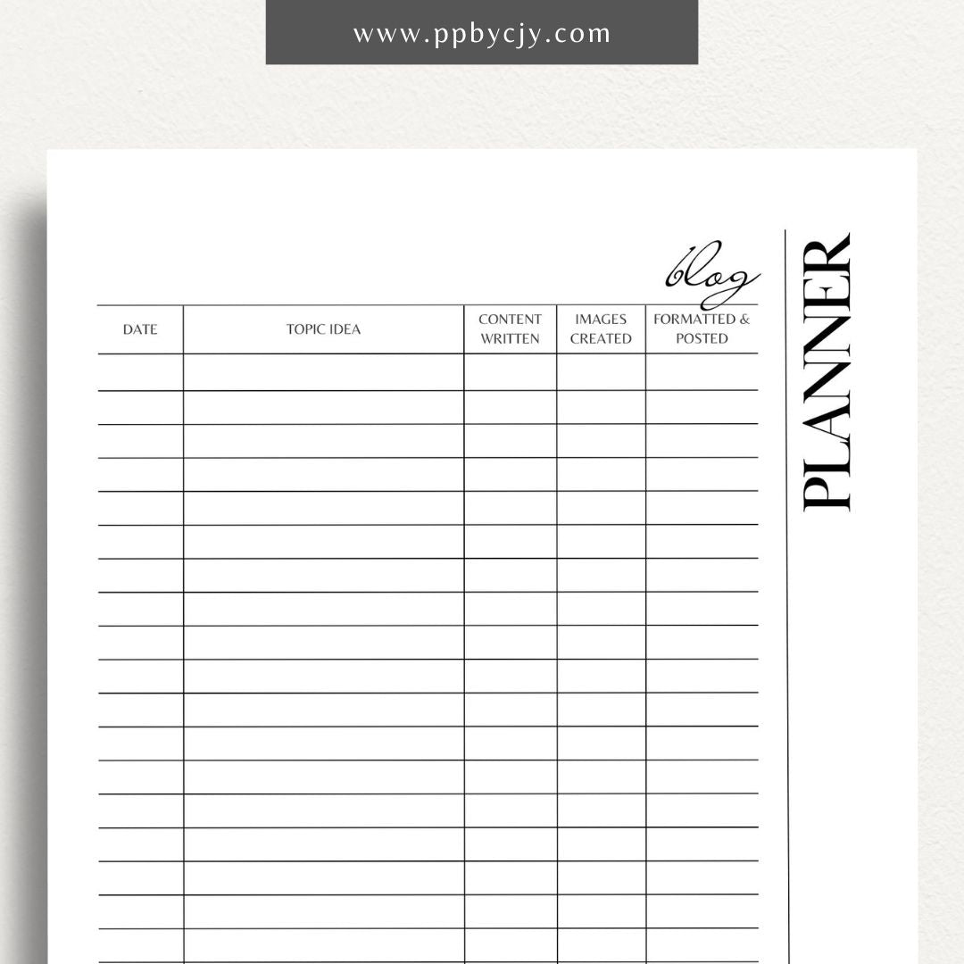 Blog Planner Printable Template – Digital Download for Organizing and Planning Blog Content