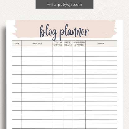 Blog Planner Printable Template – Digital Download for Organizing and Planning Blog Content