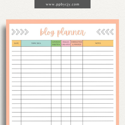 Blog Planner Printable Template – Digital Download for Organizing and Planning Blog Content