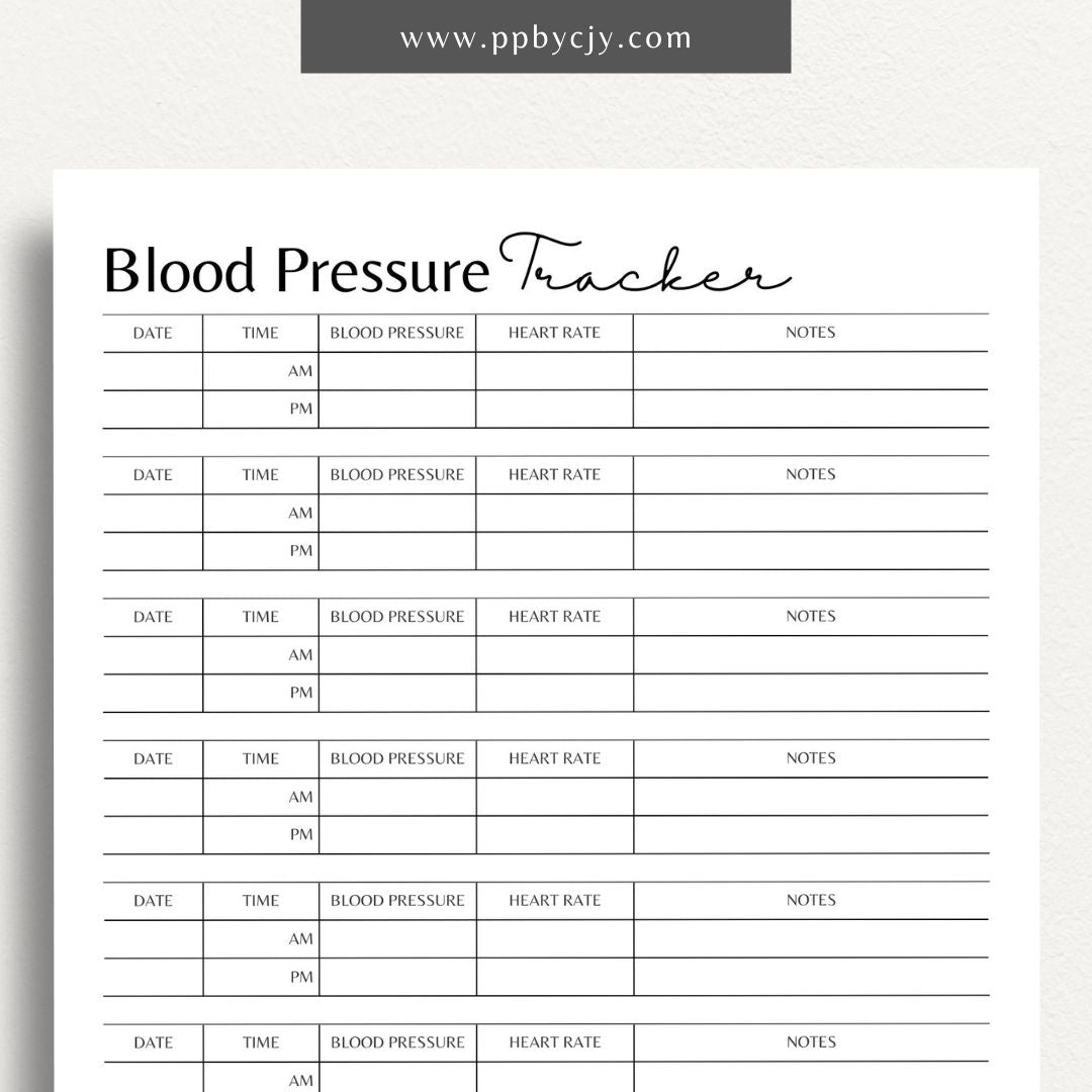 Track your blood pressure readings and monitor health with this printable tracker