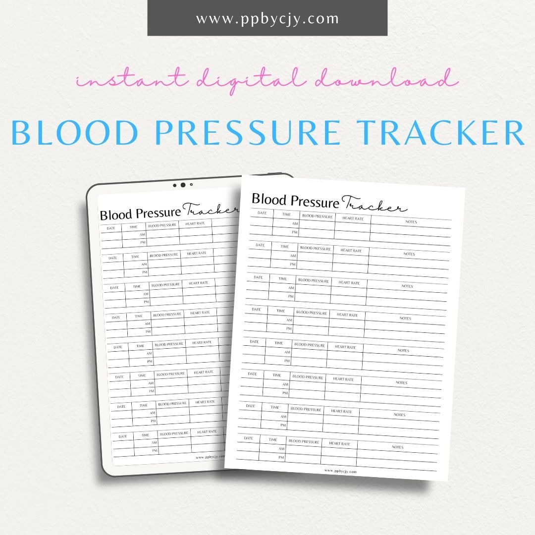 Track your blood pressure readings and monitor health with this printable tracker