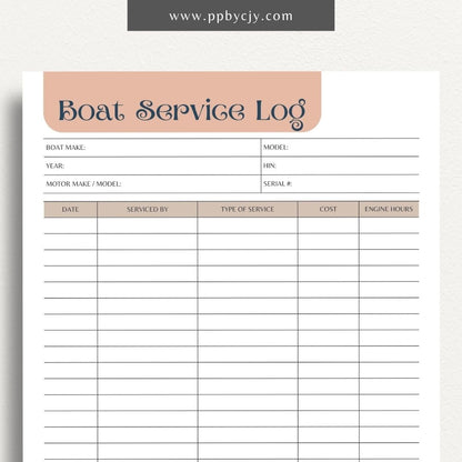 Boat Vessel Repairs Printable Template – Digital Download for Recording and Tracking Boat Maintenance and Repairs