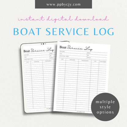 Boat Vessel Repairs Printable Template – Digital Download for Recording and Tracking Boat Maintenance and Repairs