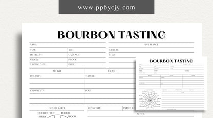 Bourbon Tasting Scorecard Printable Template – Digital Download for Recording and Rating Bourbon Tastings