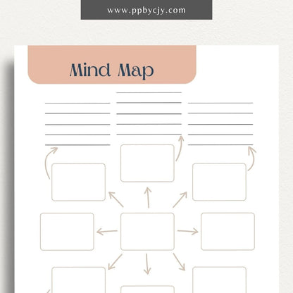 Mind Map Printable Template – Digital download for organizing ideas, brainstorming, and planning projects.