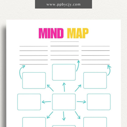 Mind Map Printable Template – Digital download for organizing ideas, brainstorming, and planning projects.