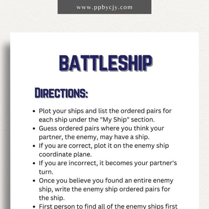 Battleship Game Printable Template – Digital Download for Playing the Classic Naval Strategy Game