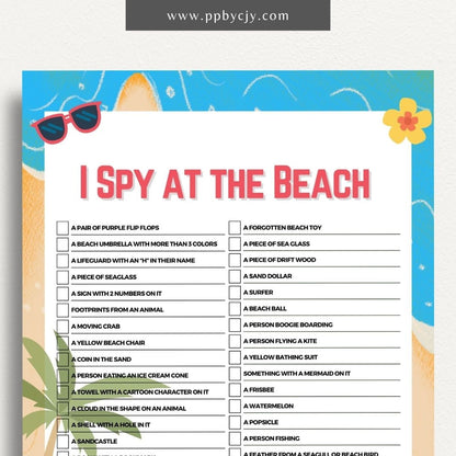 Beach Scavenger Hunt Printable Template – Digital Download for Fun Beach Activities and Exploration