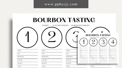 Bourbon Tasting Scorecard Printable Template – Digital Download for Recording and Rating Bourbon Tastings