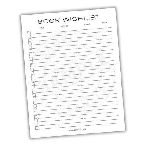 Book Reading Wishlist Printable PDF Template