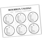 Bourbon tasting sheet with numbered circles for tasting notes on a white background


