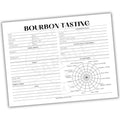 Bourbon tasting sheet with a flavor wheel on a white background