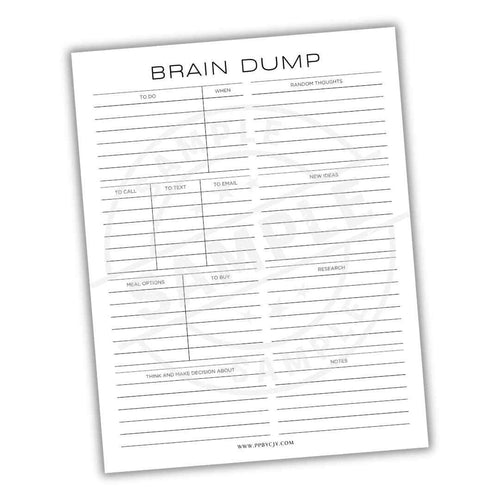Brain Dump Printable PDF Template