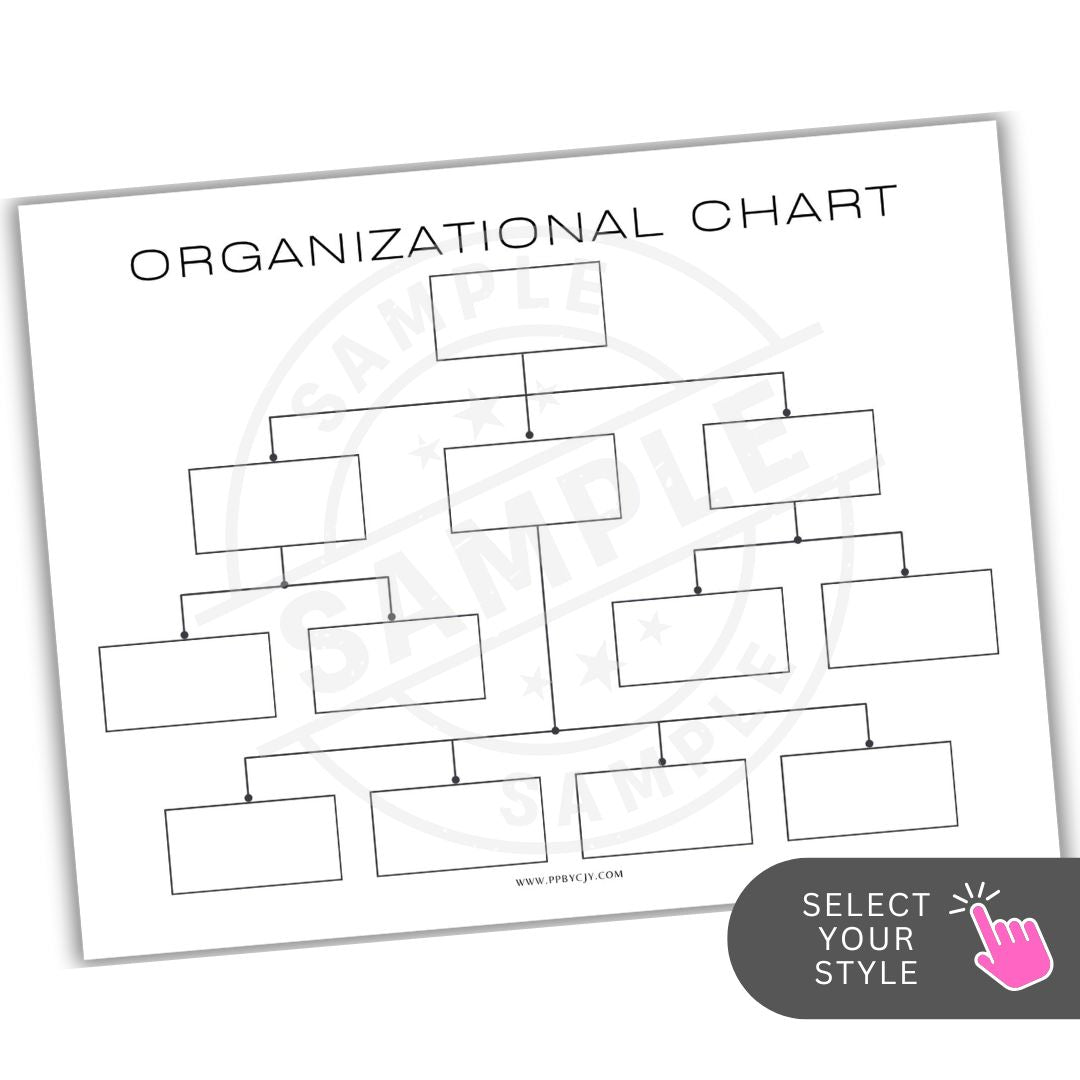 Blank organizational chart template on a white background