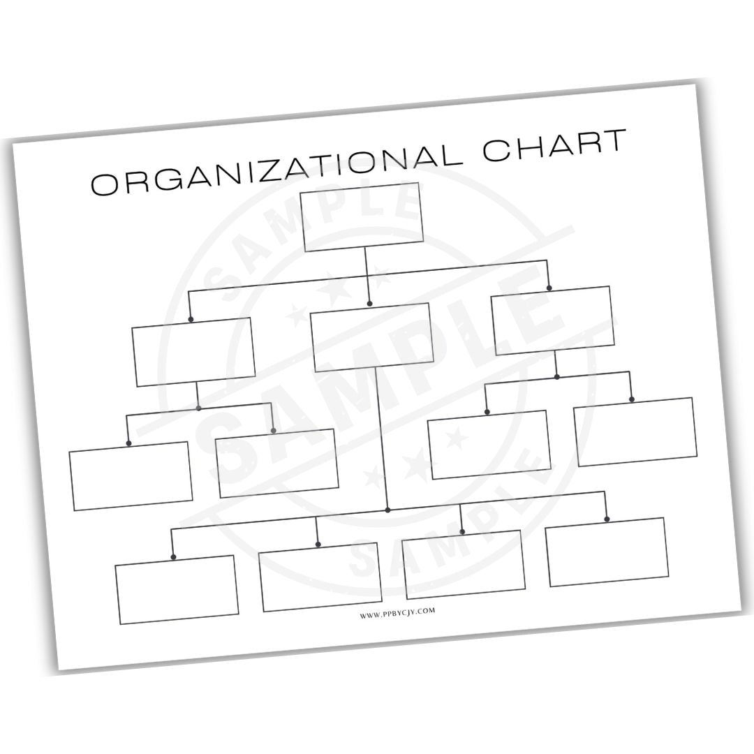 Blank organizational chart template on a white background
