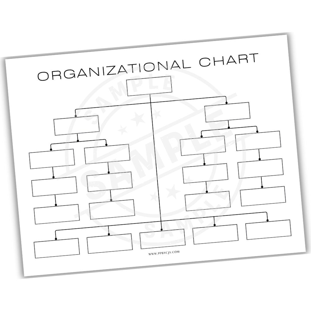 Blank organizational chart template on a white background