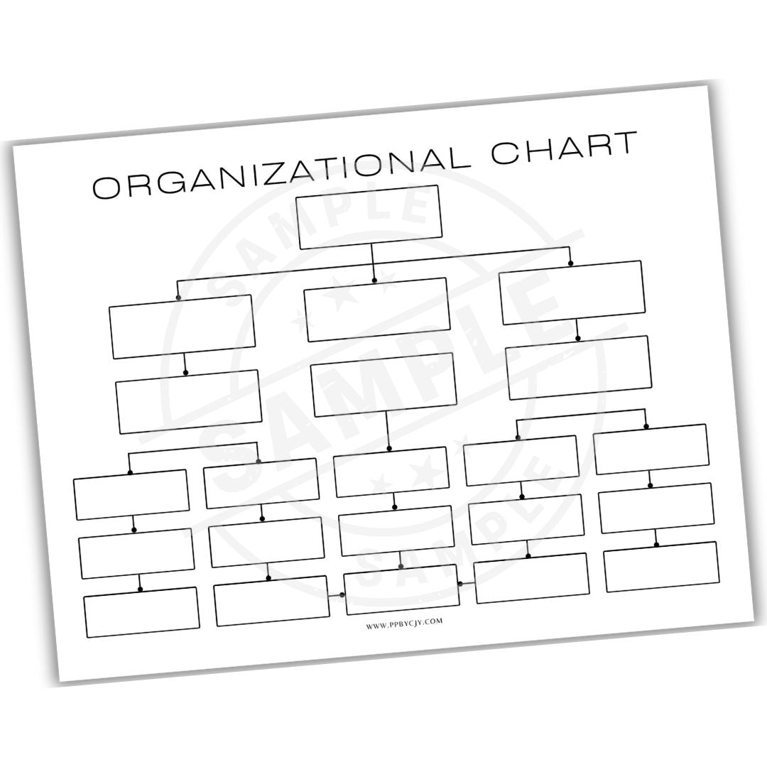 Blank organizational chart template on a white background