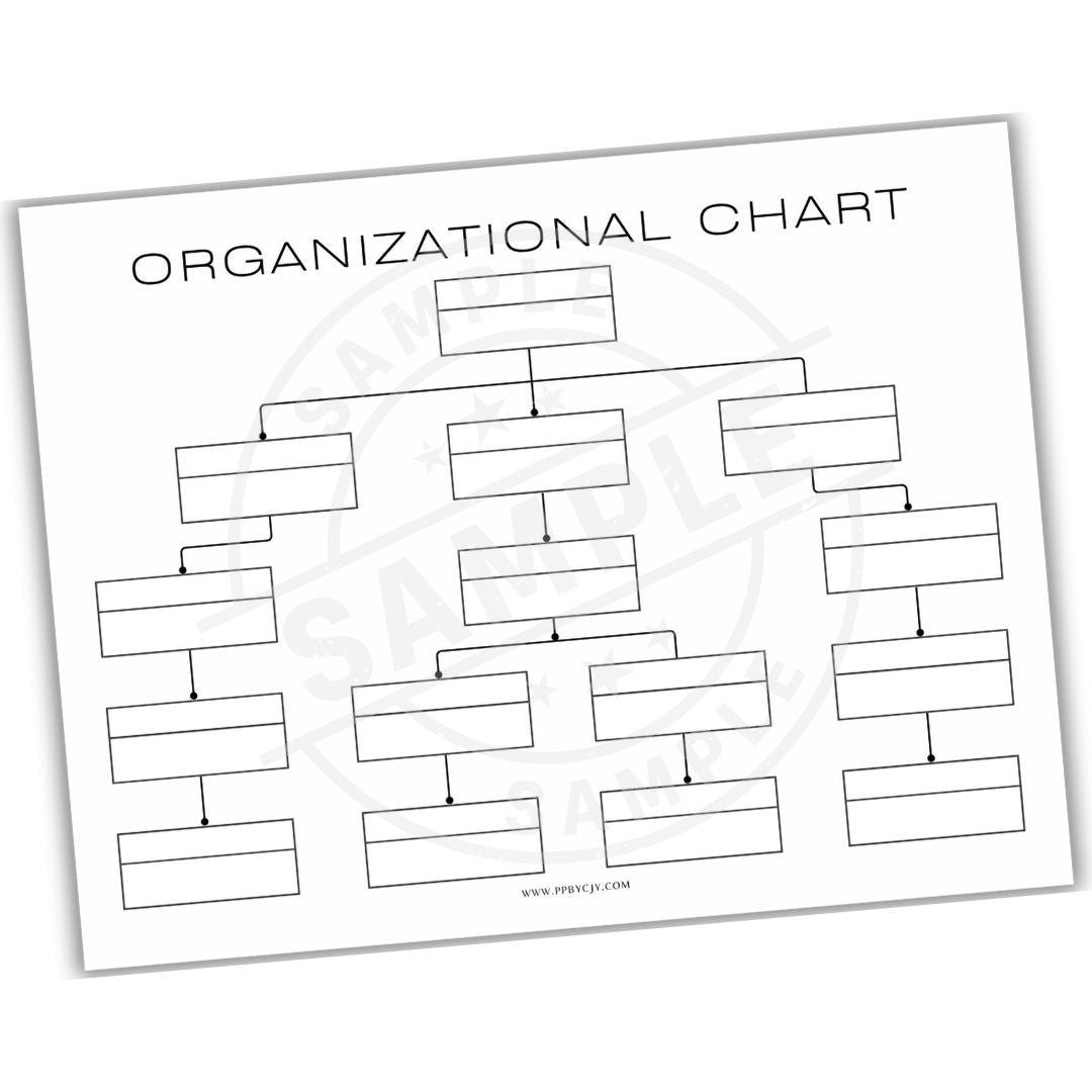 Blank organizational chart template on a white background