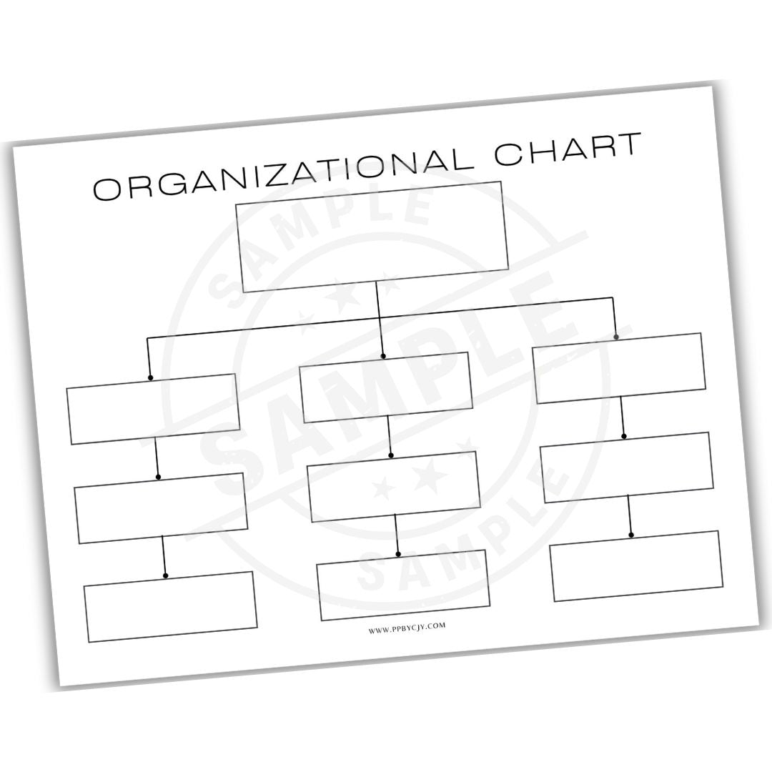 Blank organizational chart template on a white background