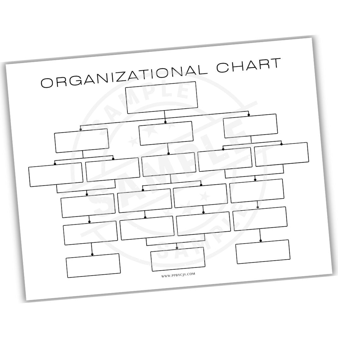 Blank organizational chart template on a white background