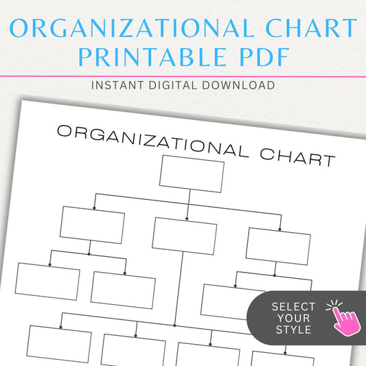 Business organizational chart printable PDF template for mapping company hierarchy and team structure.

