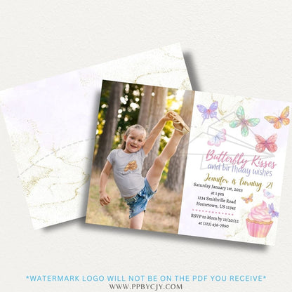 Butterfly Themed Printable Party Invitation featuring colorful butterflies, perfect for garden parties, birthdays, and nature-inspired celebrations.

