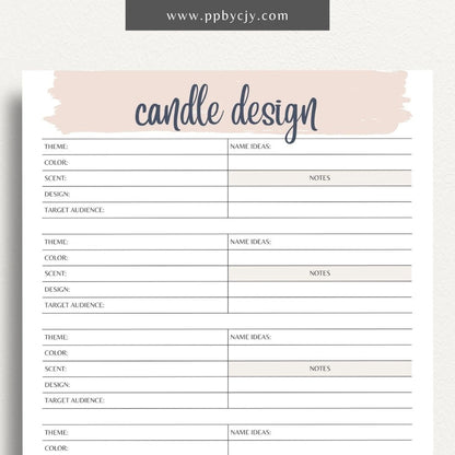 Candle Maker Design Planner Printable Template – Digital Download for Organizing and Planning Candle Designs and Creations