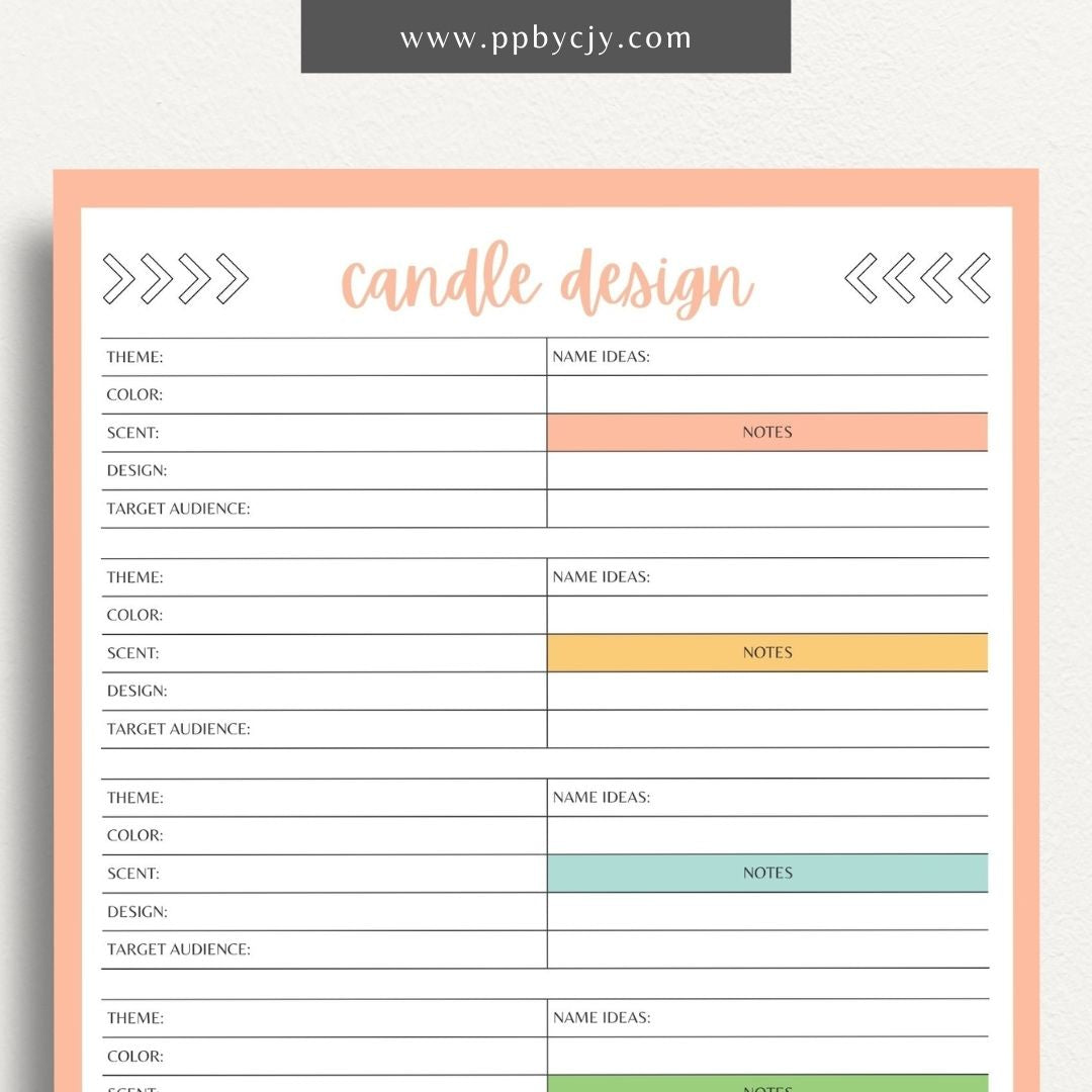 Candle Maker Design Planner Printable Template – Digital Download for Organizing and Planning Candle Designs and Creations