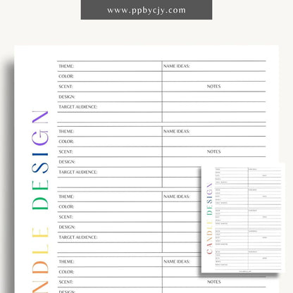 Candle Maker Design Planner Printable Template – Digital Download for Organizing and Planning Candle Designs and Creations