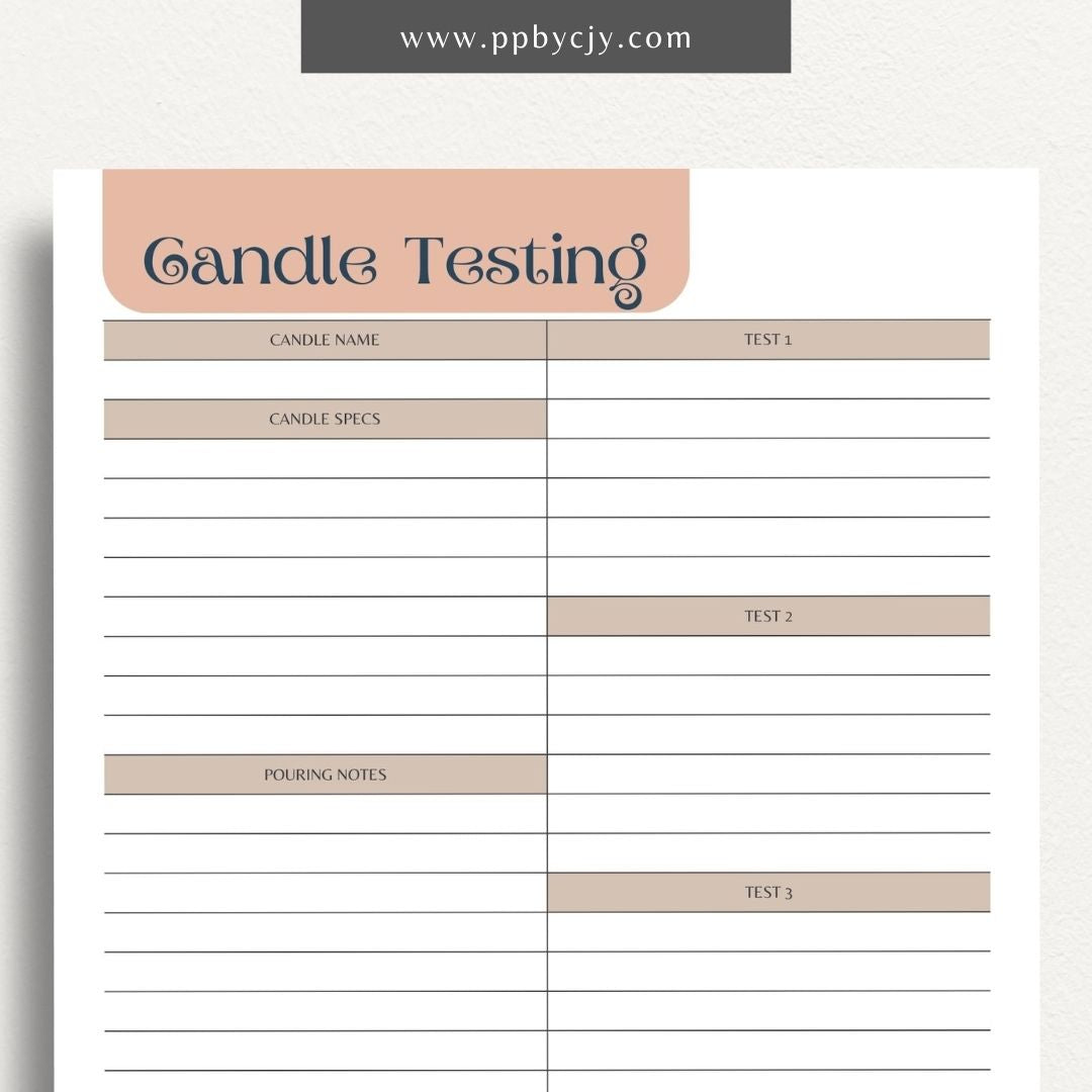 Candle Maker Testing Printable Template – Digital Download for Recording and Evaluating Candle Testing Results