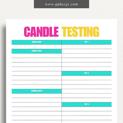 Candle Maker Testing Printable Template – Digital Download for Recording and Evaluating Candle Testing Results