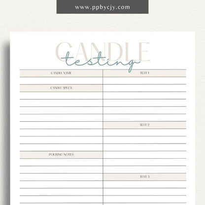 Candle Maker Testing Printable Template – Digital Download for Recording and Evaluating Candle Testing Results