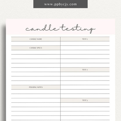 Candle Maker Testing Printable Template – Digital Download for Recording and Evaluating Candle Testing Results