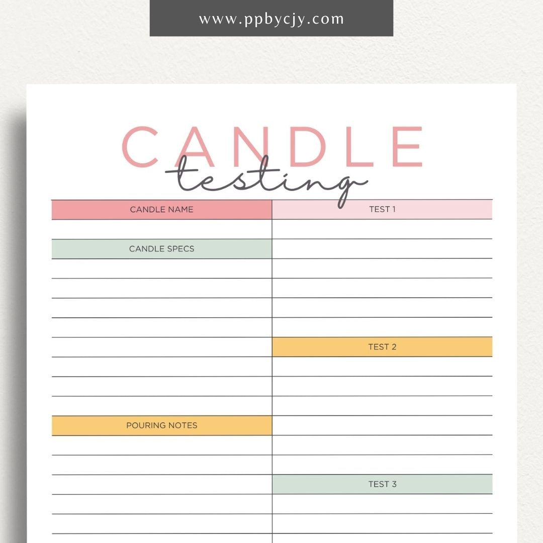 Candle Maker Testing Printable Template – Digital Download for Recording and Evaluating Candle Testing Results