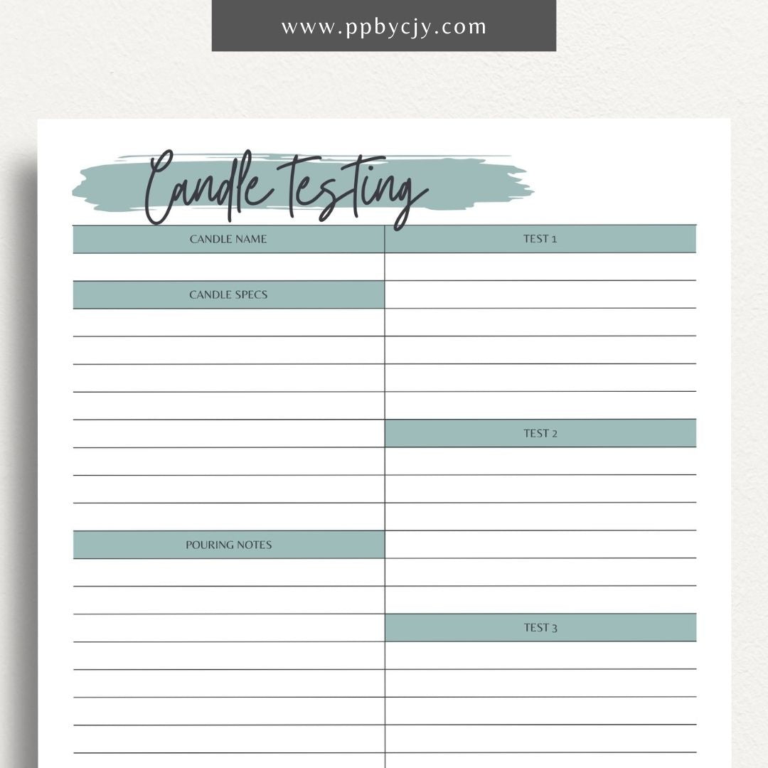 Candle Maker Testing Printable Template – Digital Download for Recording and Evaluating Candle Testing Results